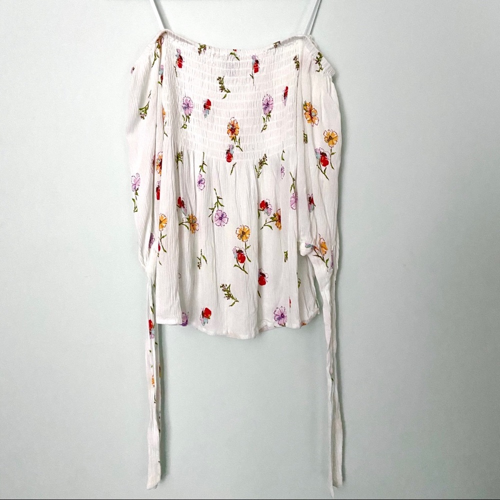 White Sleeveless Floral Summer Blouse